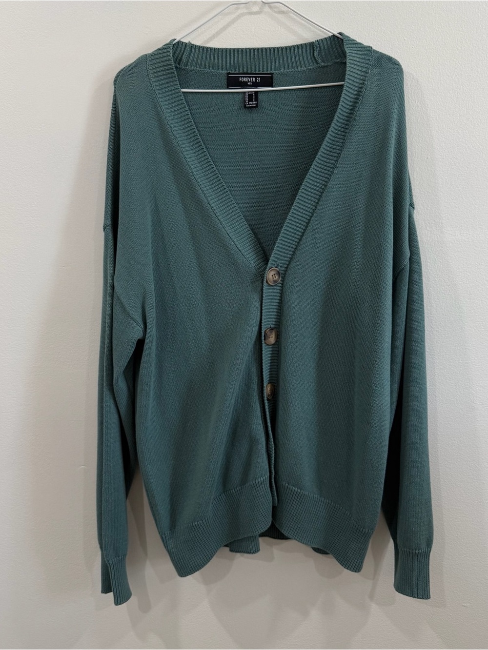 Teal Green Button-Up Cardigan